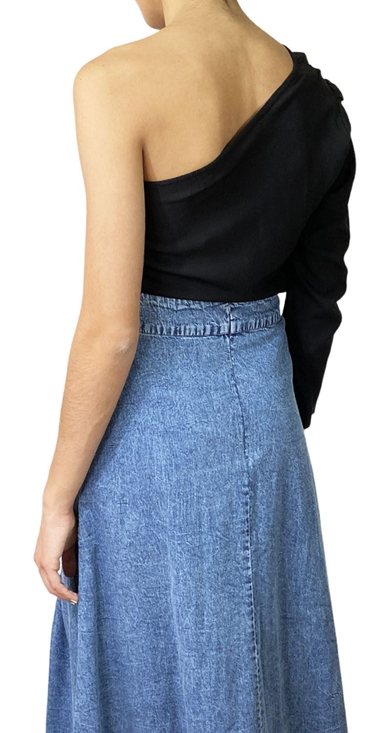 Blusa Lino Negra Manga