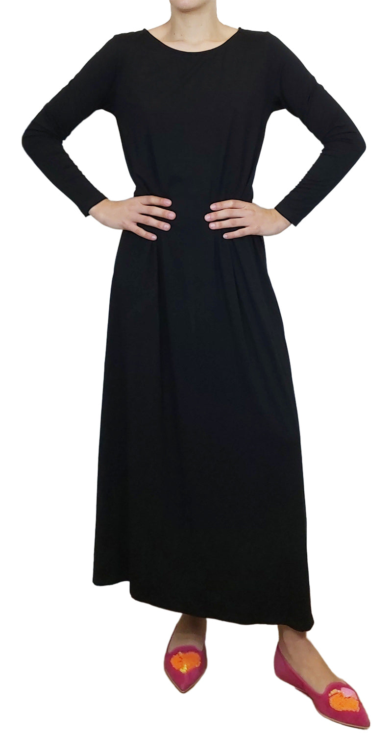 Maxi Vestido Negro Manga Larga