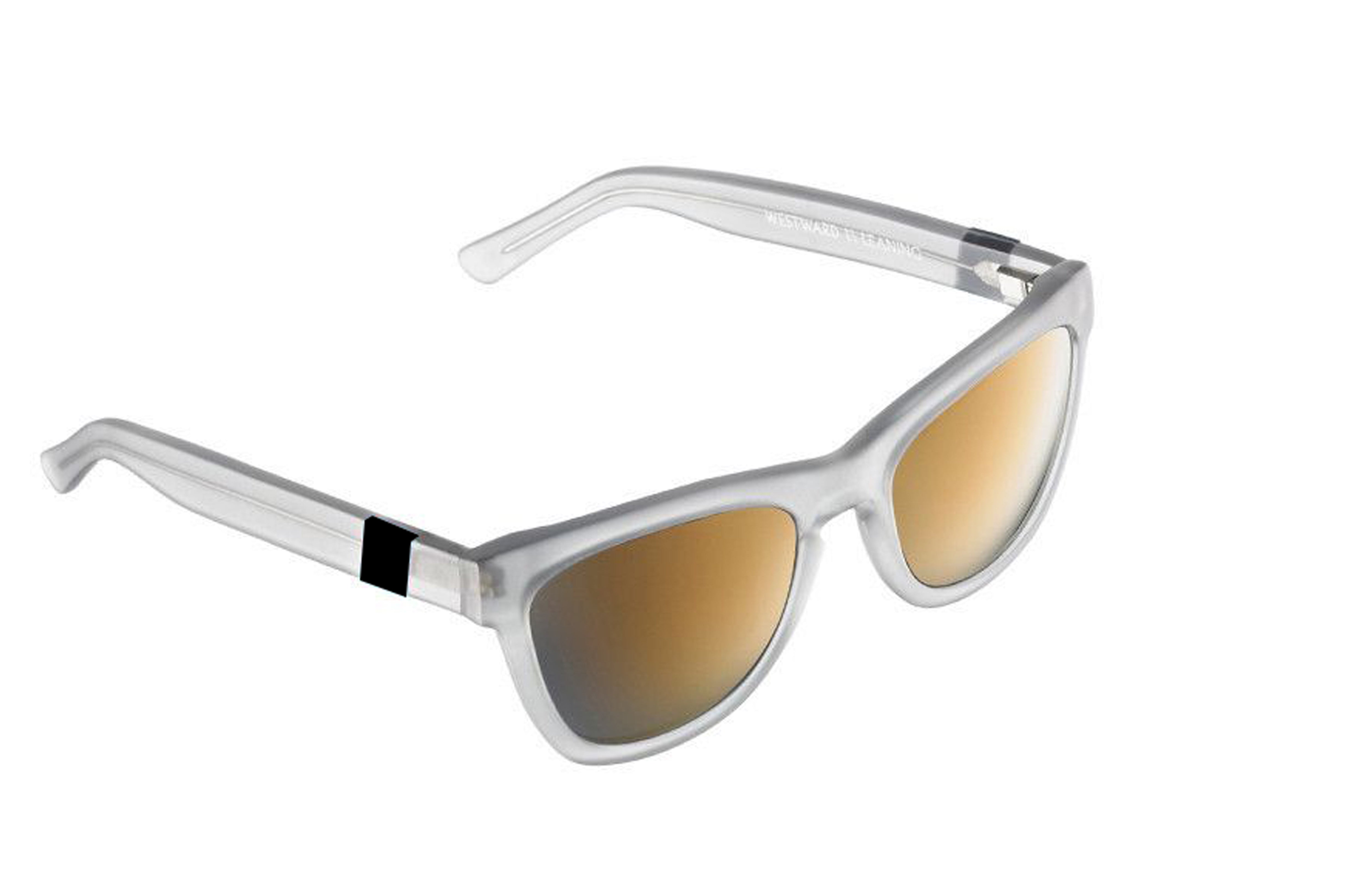 Anteojos Wayfarer Gris mate /  Lente espejo Amarillo / Logo Negro