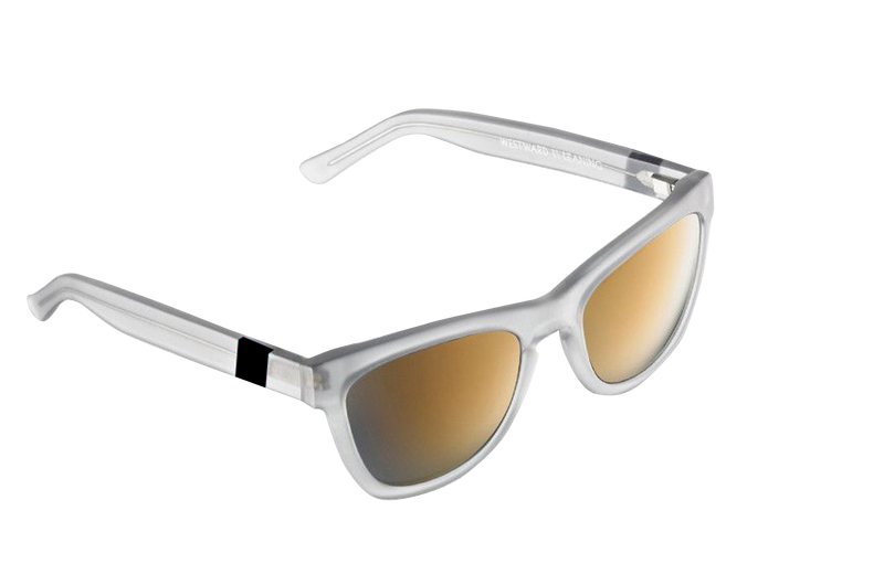 Anteojos Wayfarer Gris mate /  Lente espejo Amarillo / Logo Negro (5178942193799)