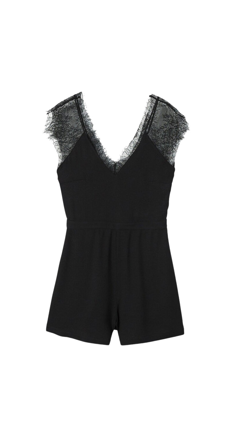 Enterito Aplique Encaje Negro Mango – Market People