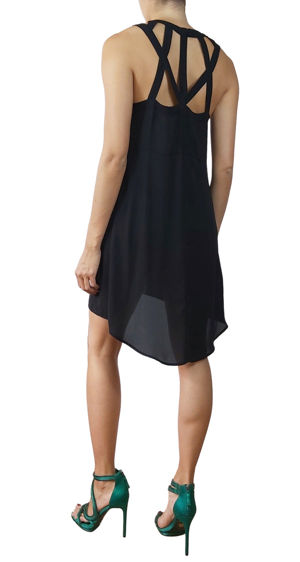 Vestido Negro Escote Trenzado