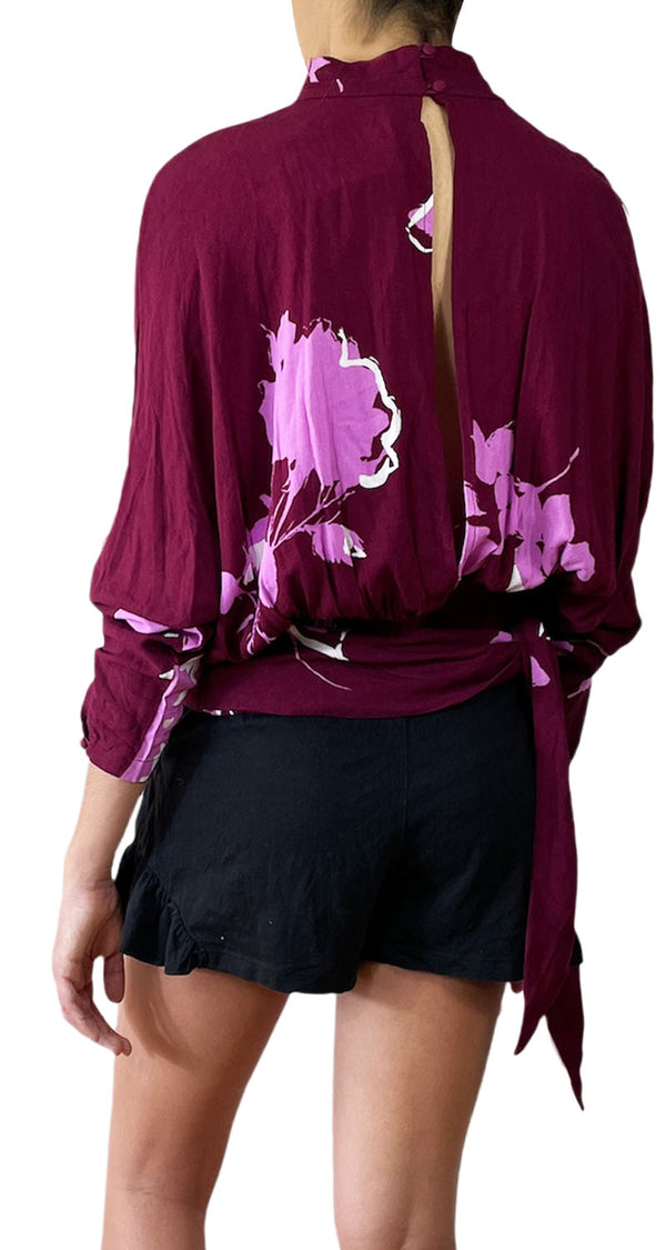 Blusa Burdeo Flores