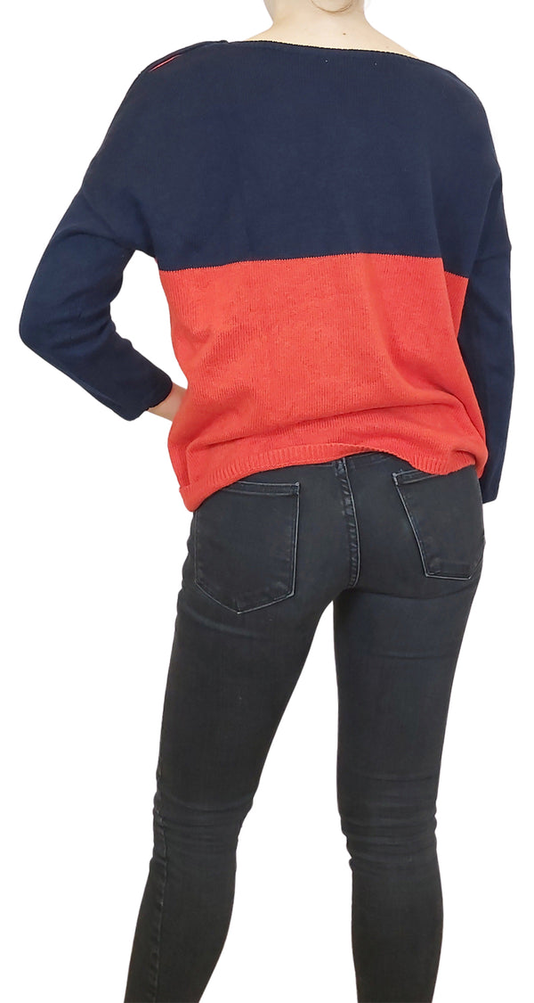 Sweater Bicolor Rojo Navy