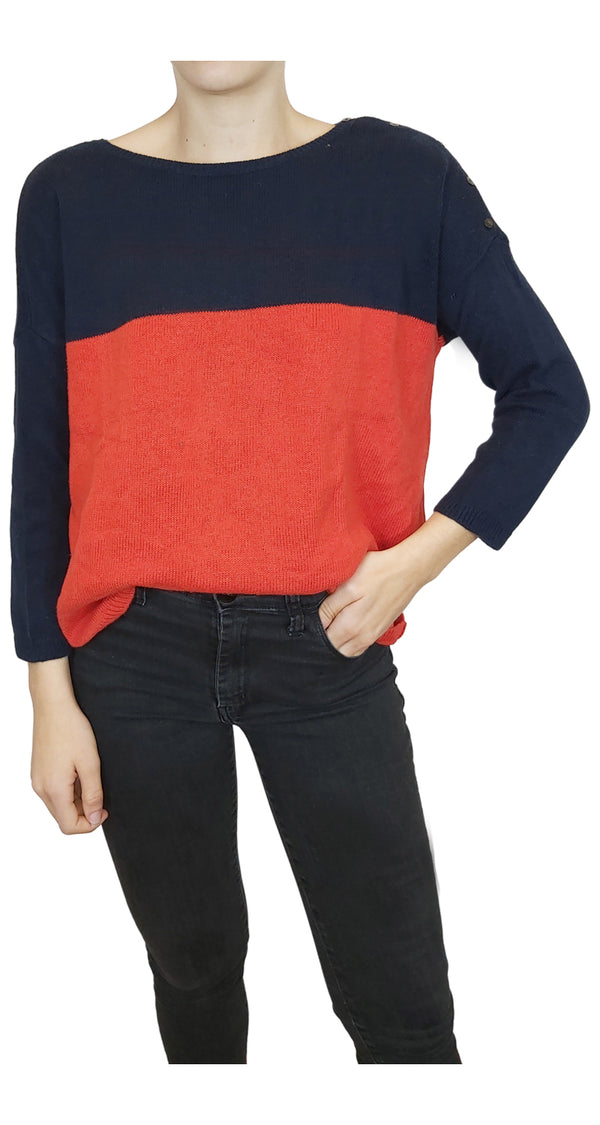 Sweater Bicolor Rojo Navy