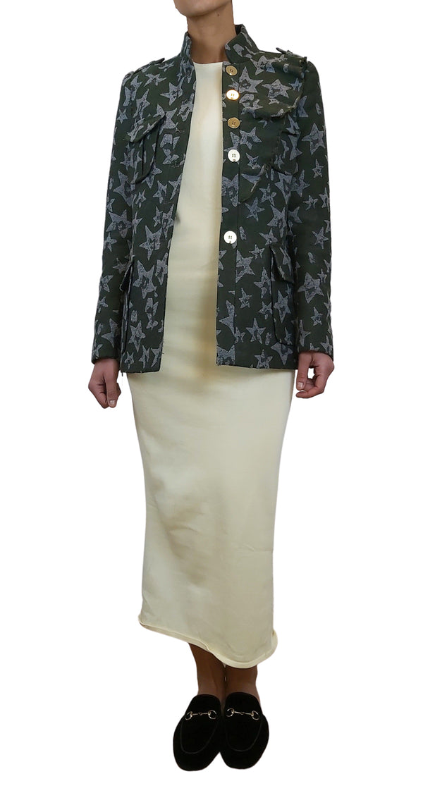 Vestido Drapeado Punto Beige