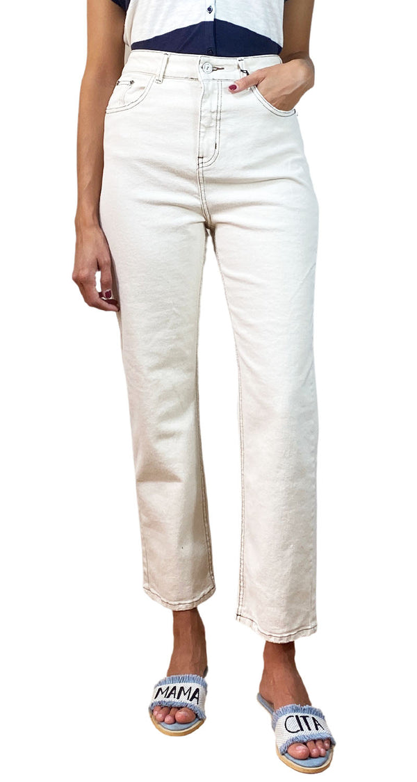 Jeans Blanco Costuras