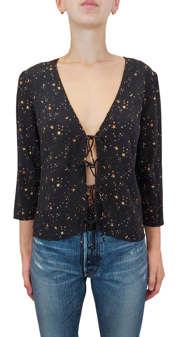 Black Gloria Moon + Star Blouse Size