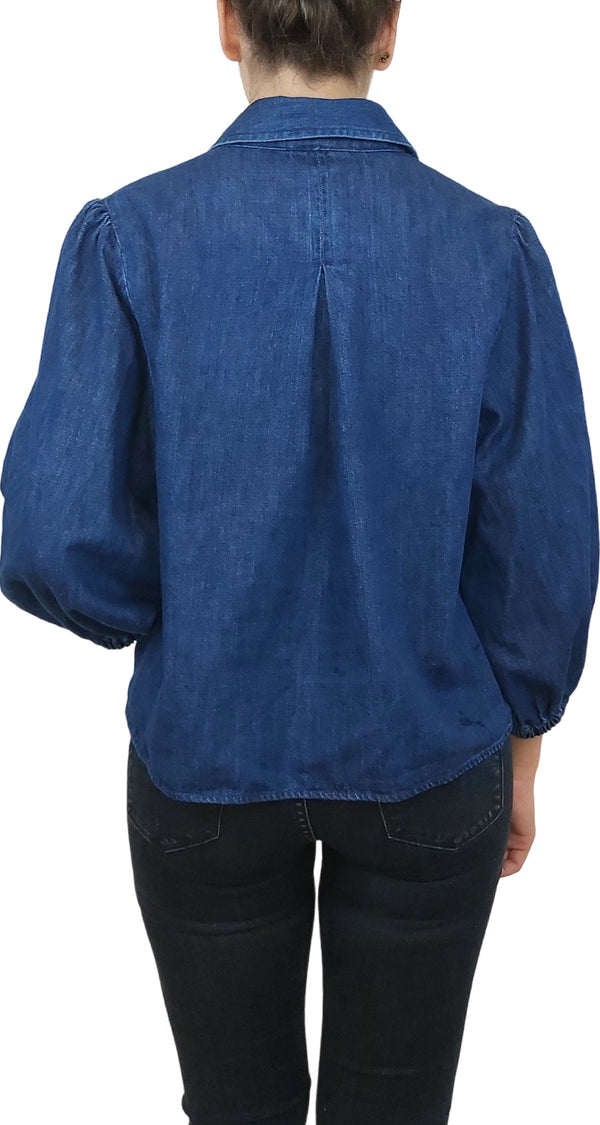 Blusa Crop Denim Oversize