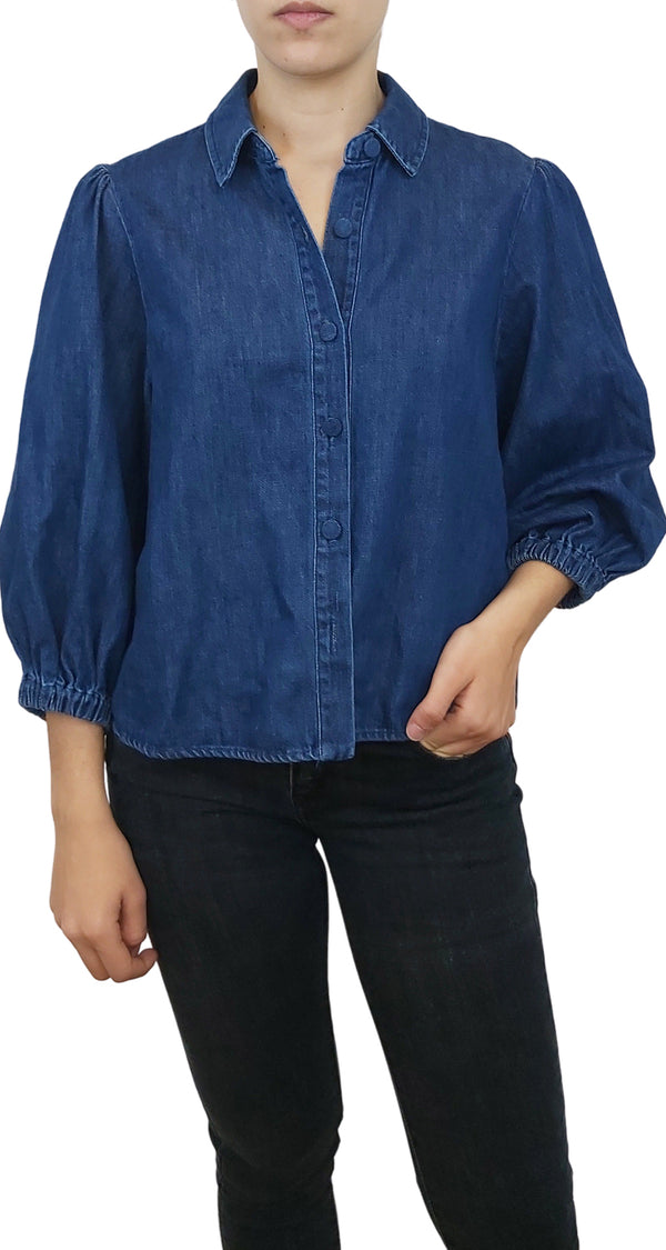 Blusa Crop Denim Oversize