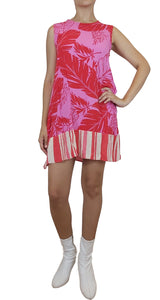 Vestido hojas Rosado y Rojo