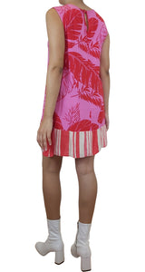 Vestido hojas Rosado y Rojo
