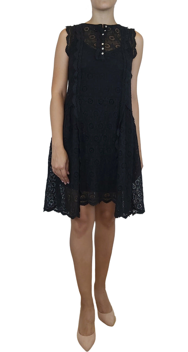 Vestido macramé Negro