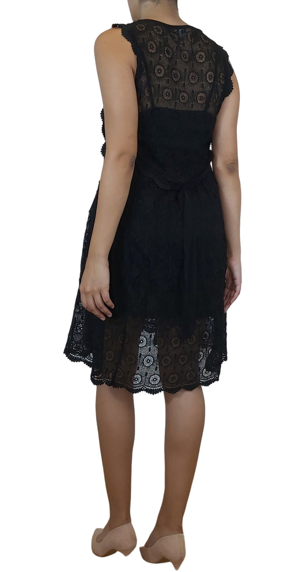 Vestido macramé Negro