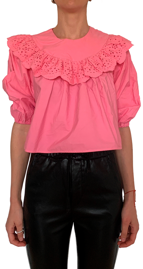 Blusa Rosada Cuello Bobo