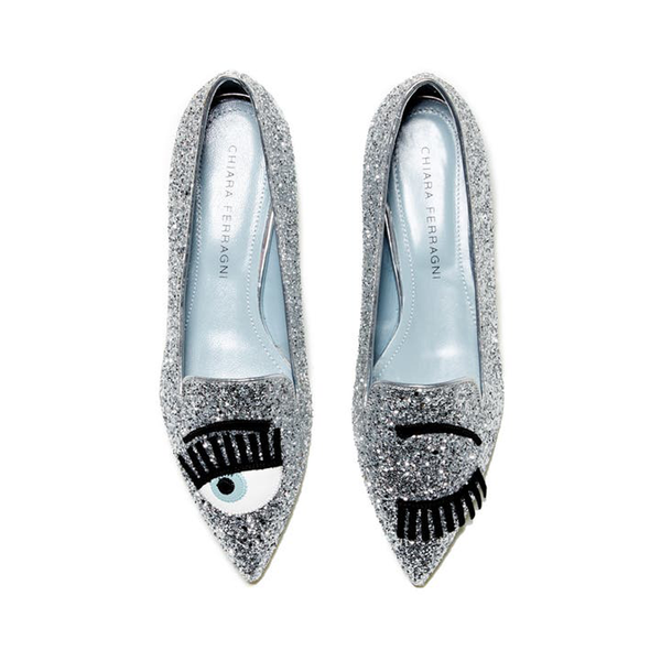 Glitter Argento Pointy Loafer