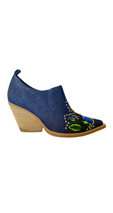 Denim Floral Boots