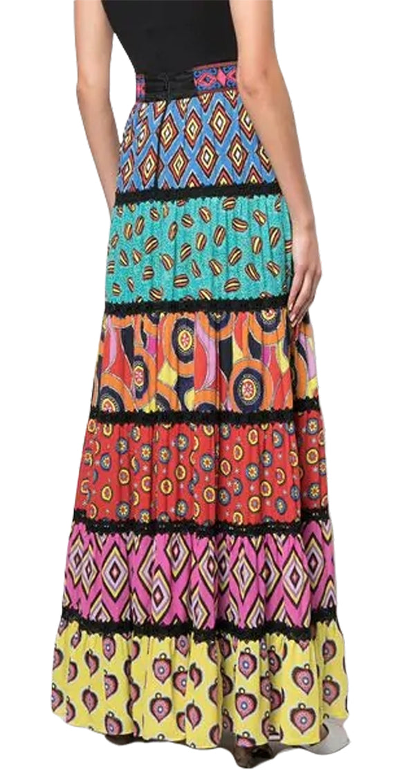 Falda Maxi Lesa Paneled Multicolor