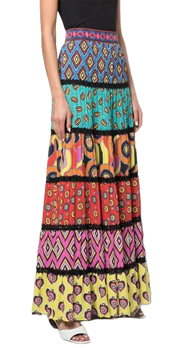 Falda Maxi Lesa Paneled Multicolor