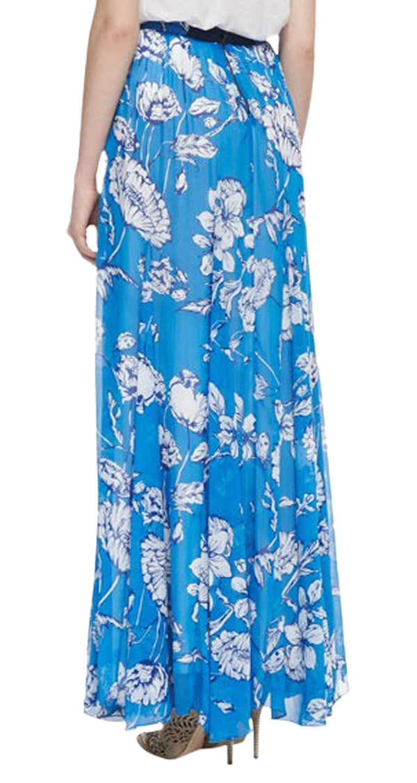 Maxi Falda Louie Floral Print Azul