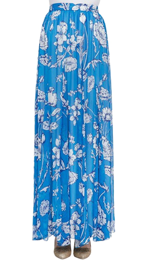 Maxi Falda Louie Floral Print Azul