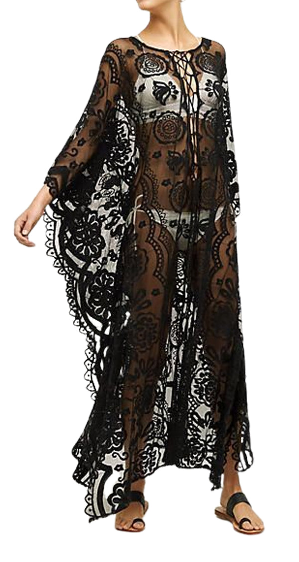 Vestido Eloise Boracay Lace Caftan Negro