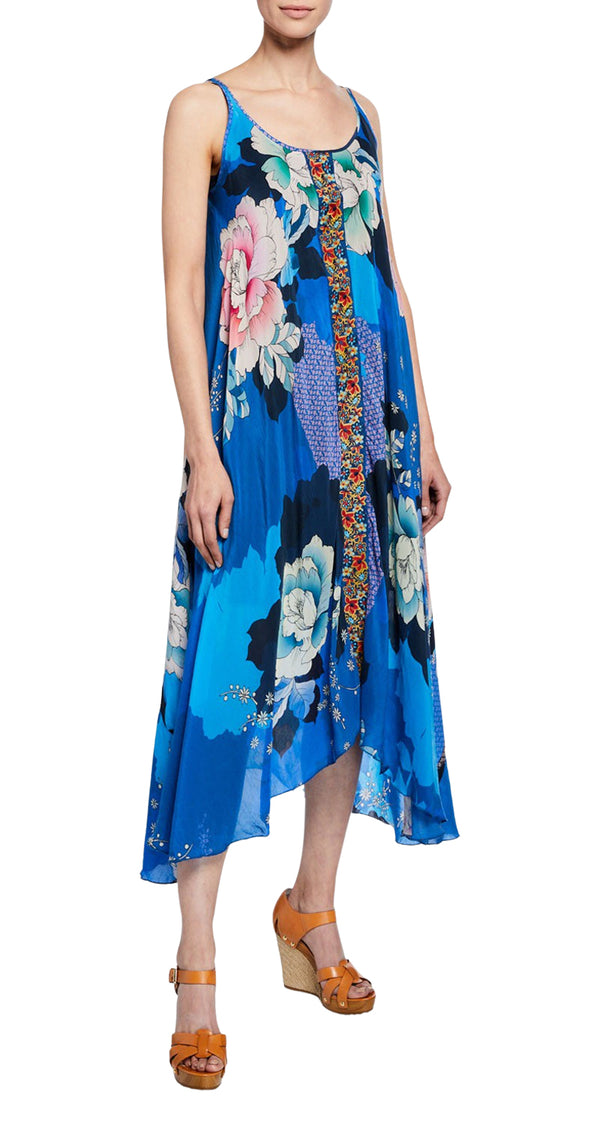 Vestido Silk Kara Floral Print Azul