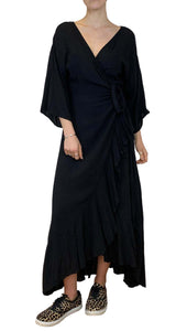 Vestido Negro Maxi Wrap