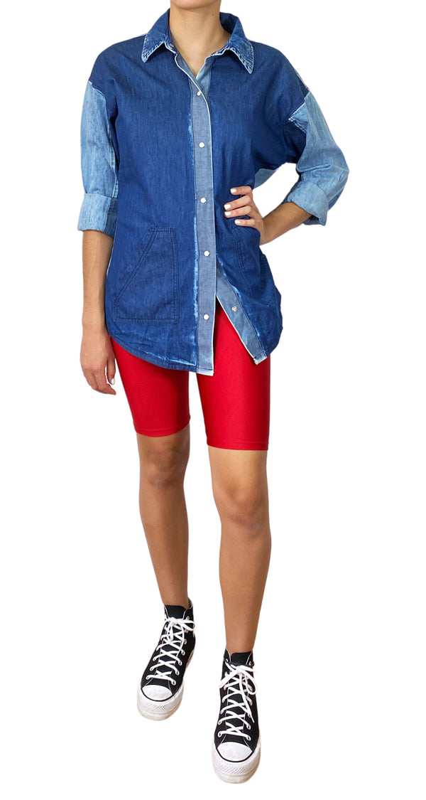 Blusa Denim Bicolor
