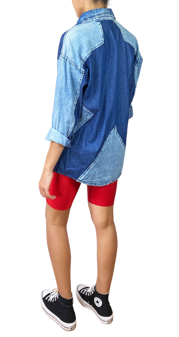 Blusa Denim Bicolor
