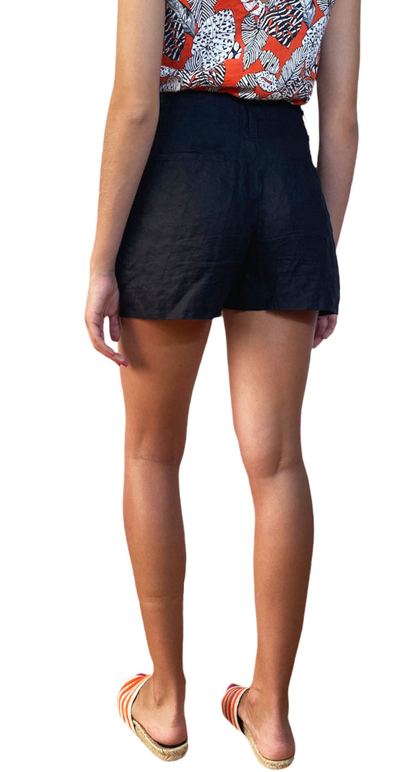 Short Lino Alforzas