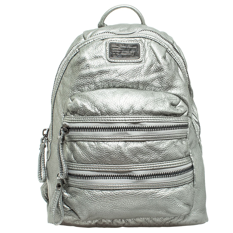 Mochila Kali Símil Cuero Plateado