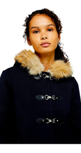 Patty Faux Fur Trim Hooded Coat