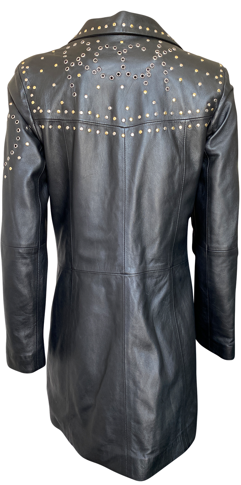 Blazer largo de cuero. (5203480739975)
