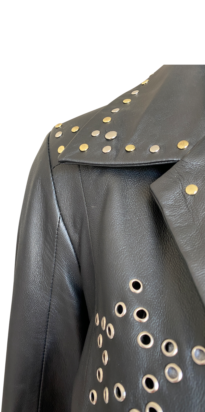 Blazer largo de cuero. (5203480739975)