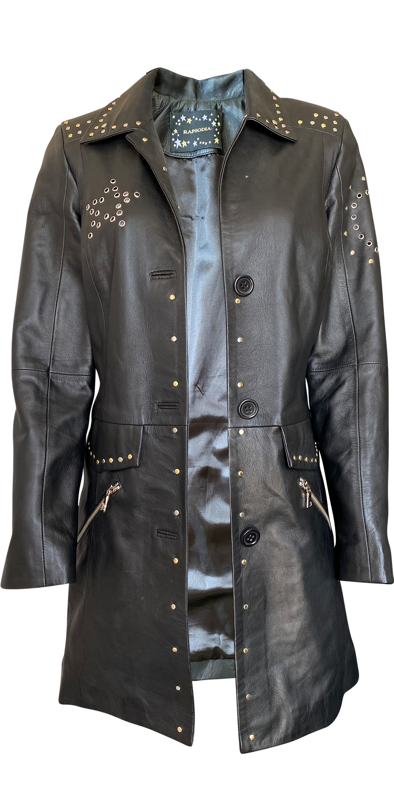 Blazer largo de cuero. (5203480739975)