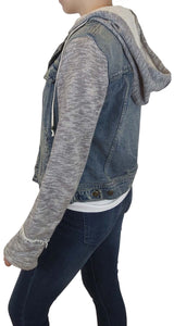 Denim And Knit Hooded Jacket