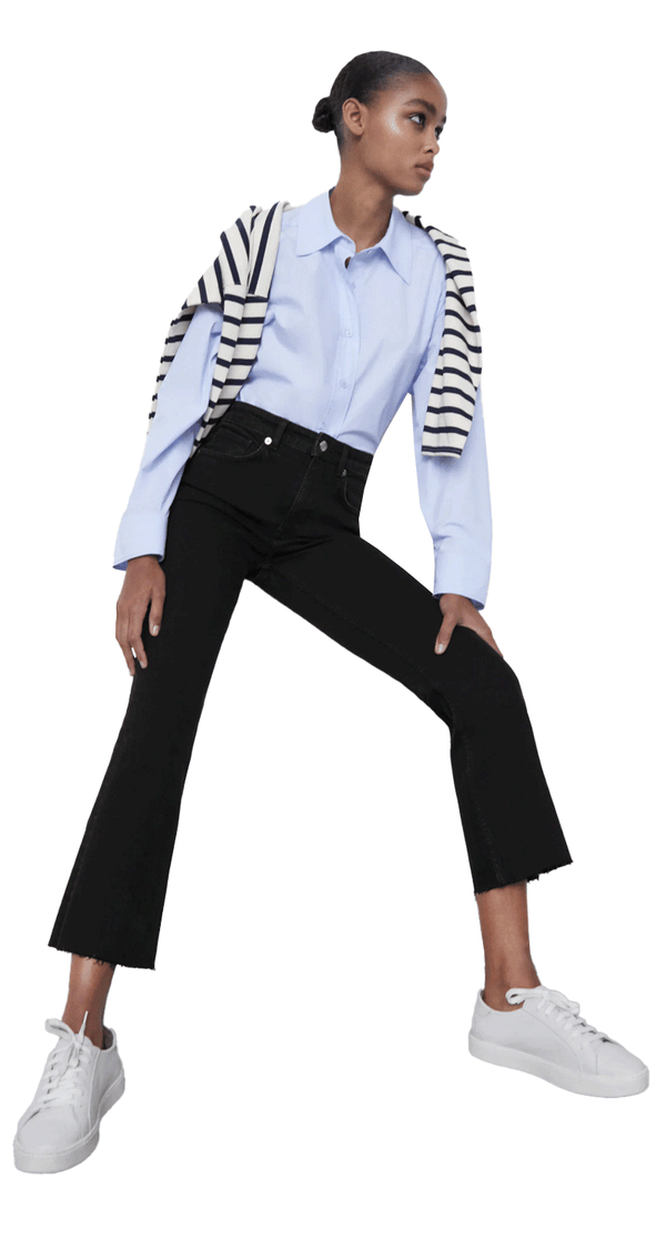 Croppped Flare Mid-Rise Jeans