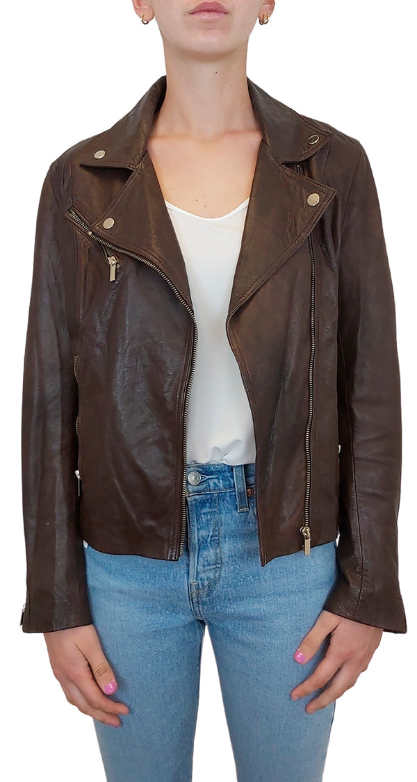 Brown Leather Biker