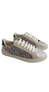 Metallic Trainers White Sparkly Details
