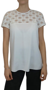 Blusa Blanca Canesú Patrón Traslúcido