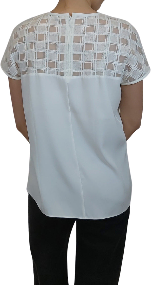 Blusa Blanca Canesú Patrón Traslúcido