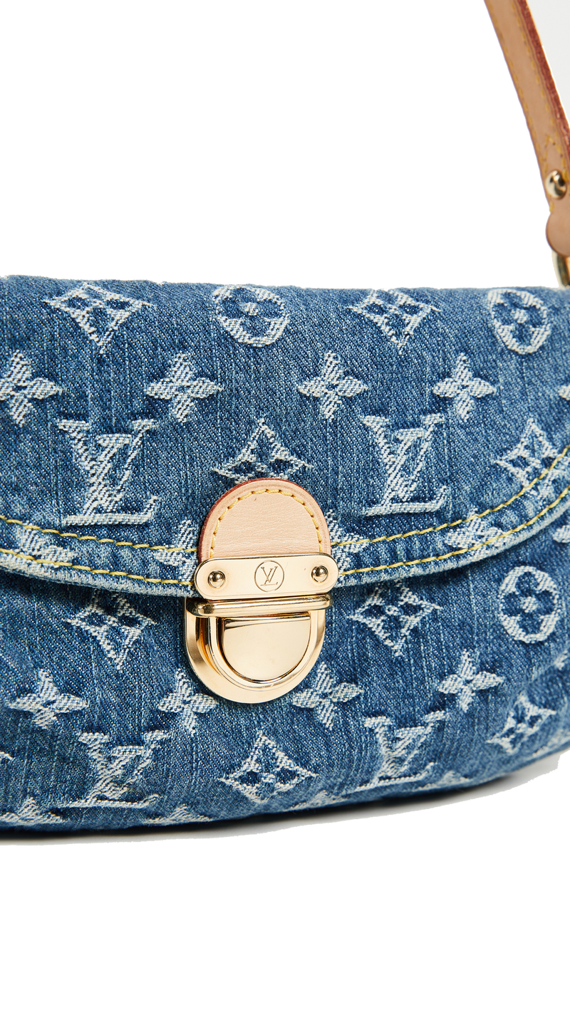 Louis Vuitton "denim pleaty mini" cartera de hombro (5214084202631)