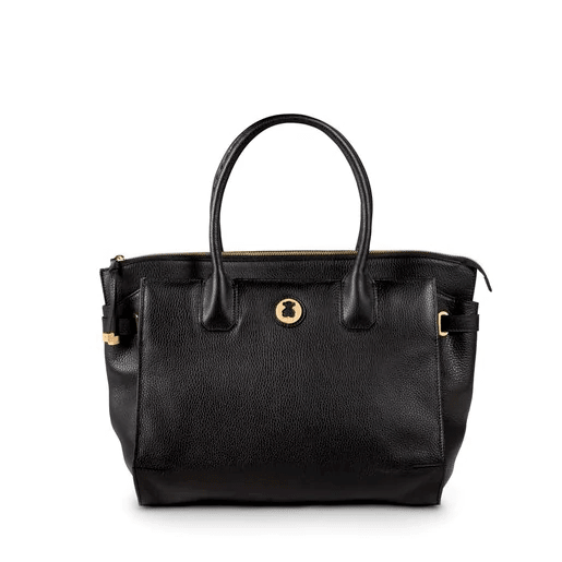 Cartera negra "rose" de cuero