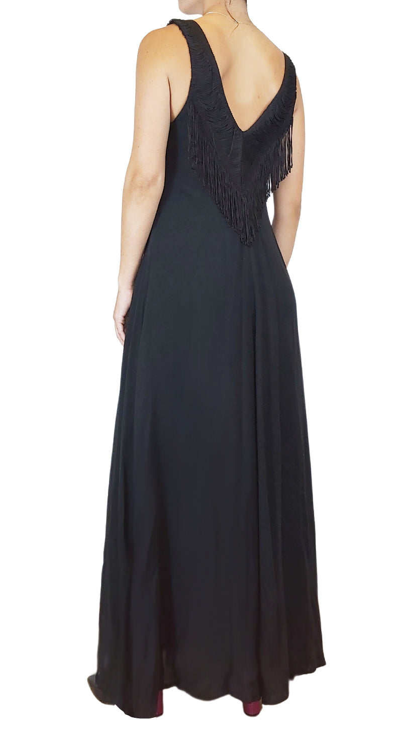 Maxi Vestido Flecos Negro