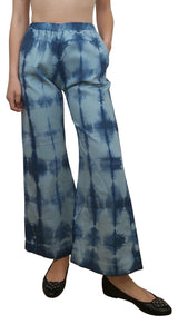 Pantalón de Lino Tie Dye Azul