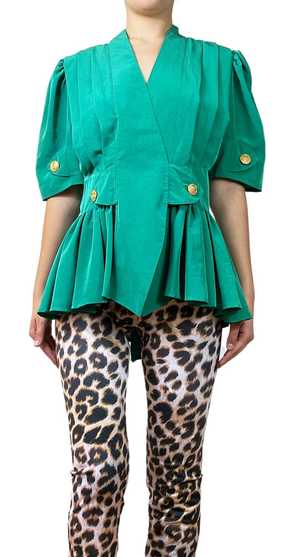 Blusa Verde Botones Dorados