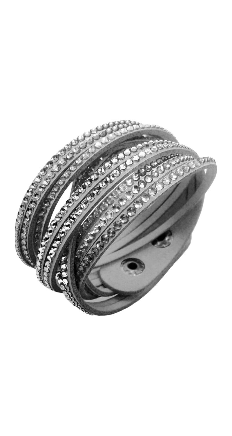 Brazalete Gris Gamuza Cristales