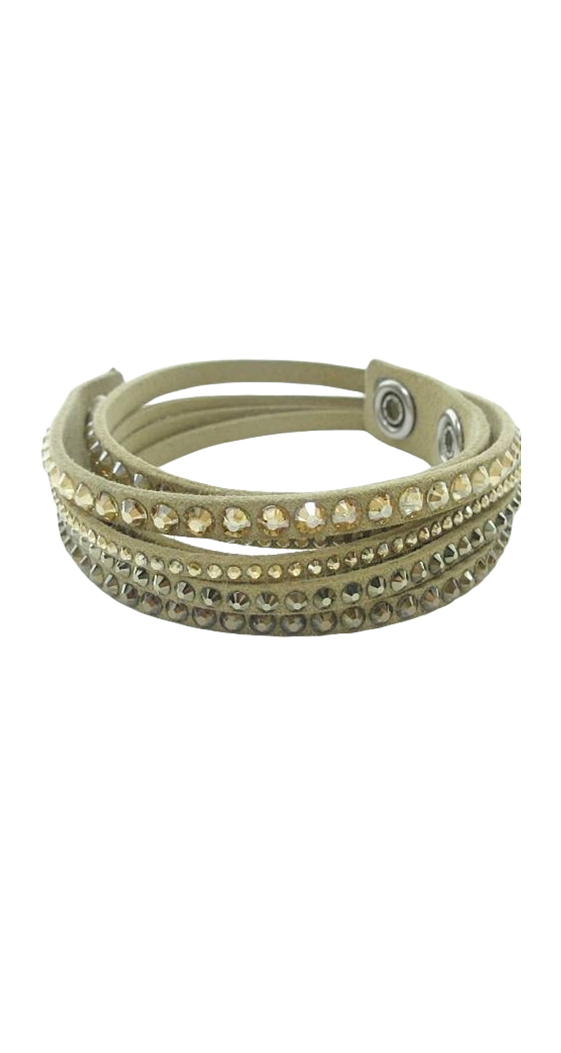 Brazalete Beige Gamuza Cristales