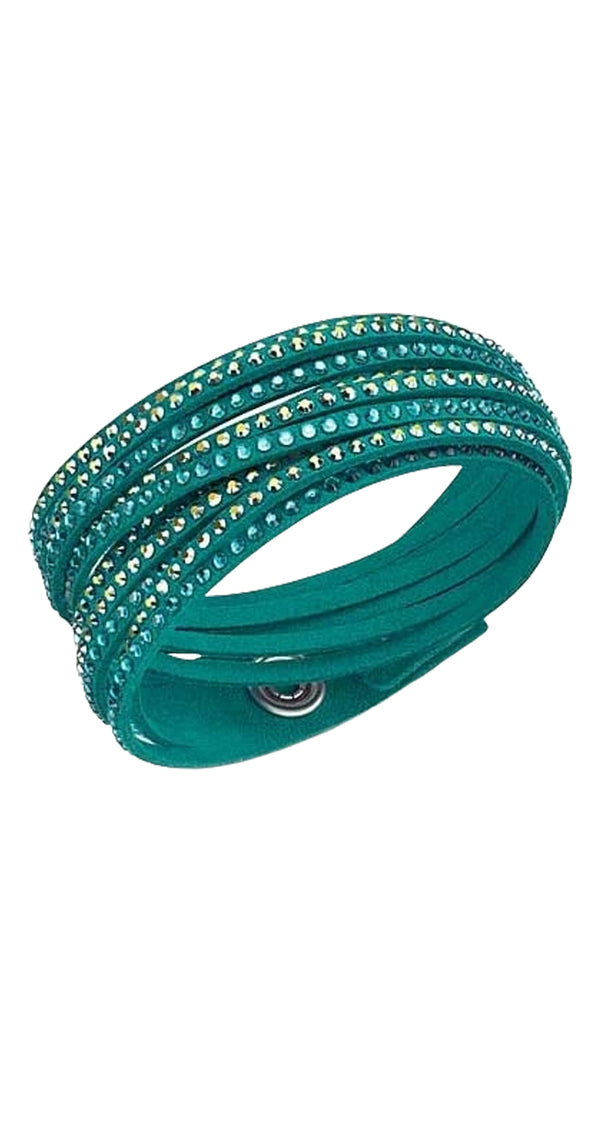 Brazalete Verde Gamuza Cristales